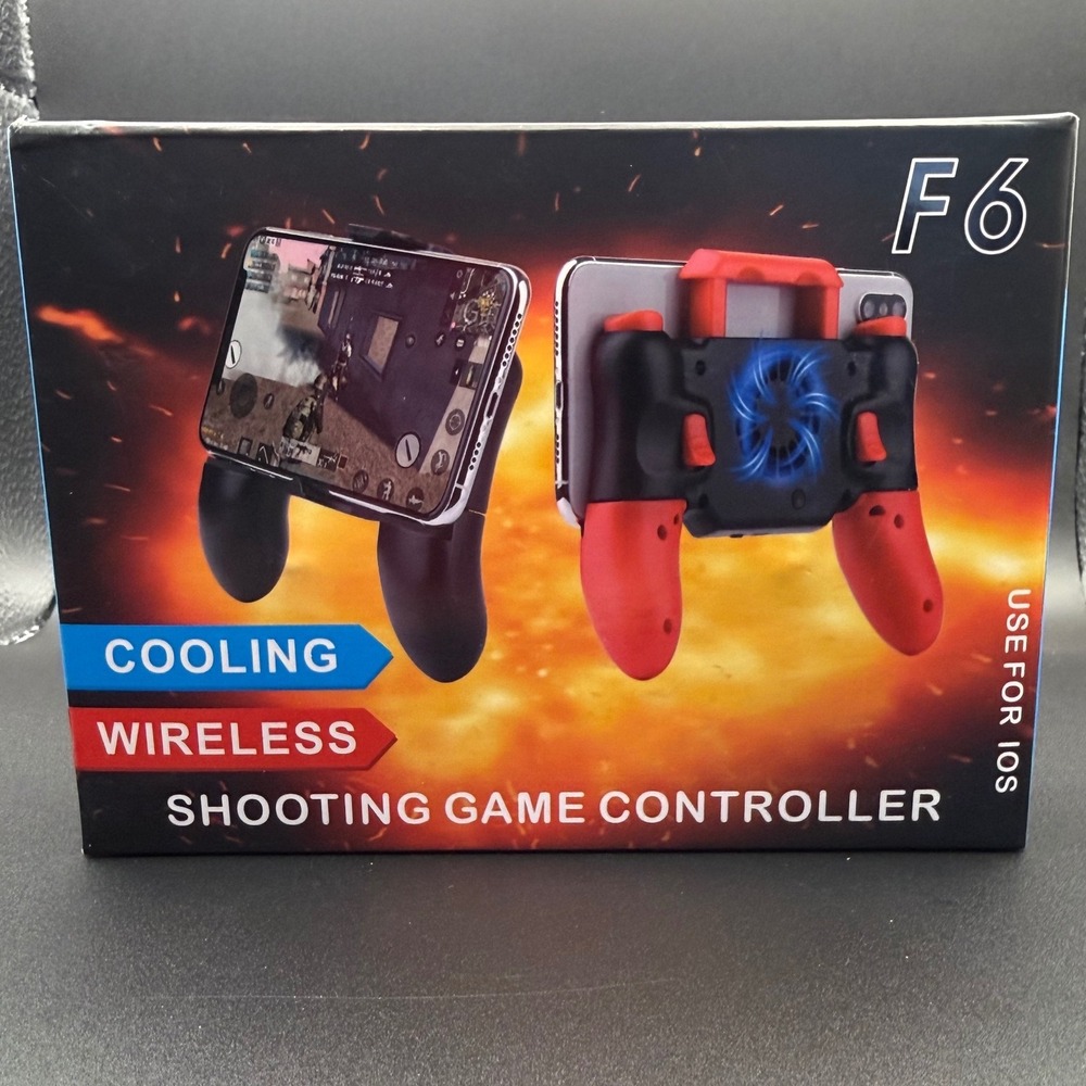 F6 Wireless Mobile Game‎ Controller Cooling Fan Shooting Game Grip for iOS